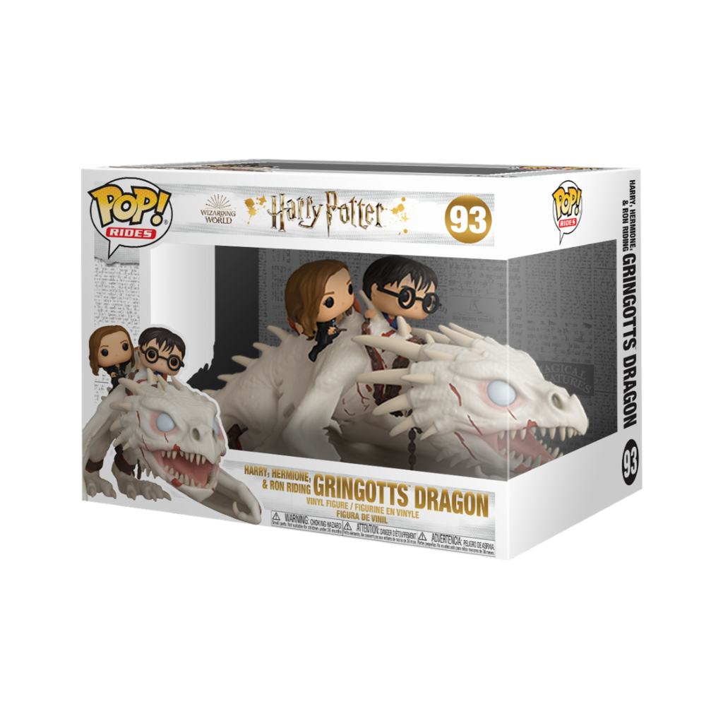 Funko Harry Potter 093 Ukrainian Ironbelly Gringott's Dragon with Harry Ron and Hermione HP Wizarding World Rides