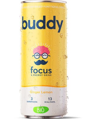Drink Buddy Energy Bio Ginger Lemon Can 250ml