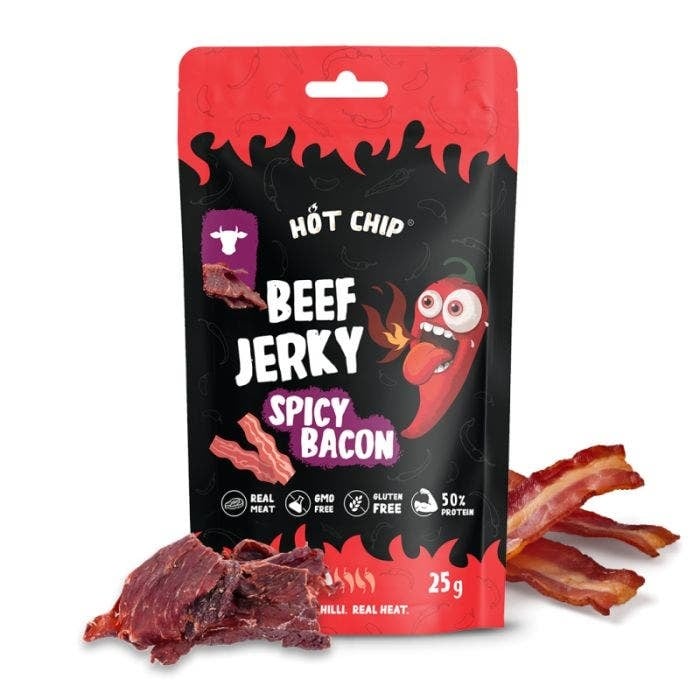 Beef Jerky Hot Chip Jerky Chili And Bacon 25gr