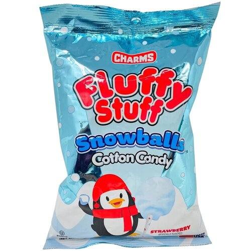 Candy Charms Fluffy Stuff SnowBalls StrawBerry Cotton Candy 60gr