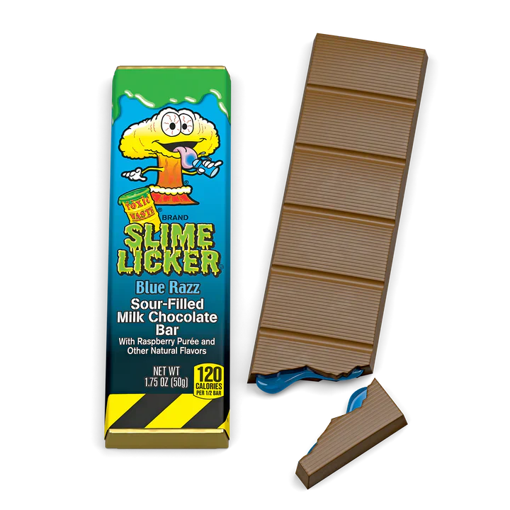 Chocolate Toxic Waste Slime Licker Bar Blue Razz 50gr