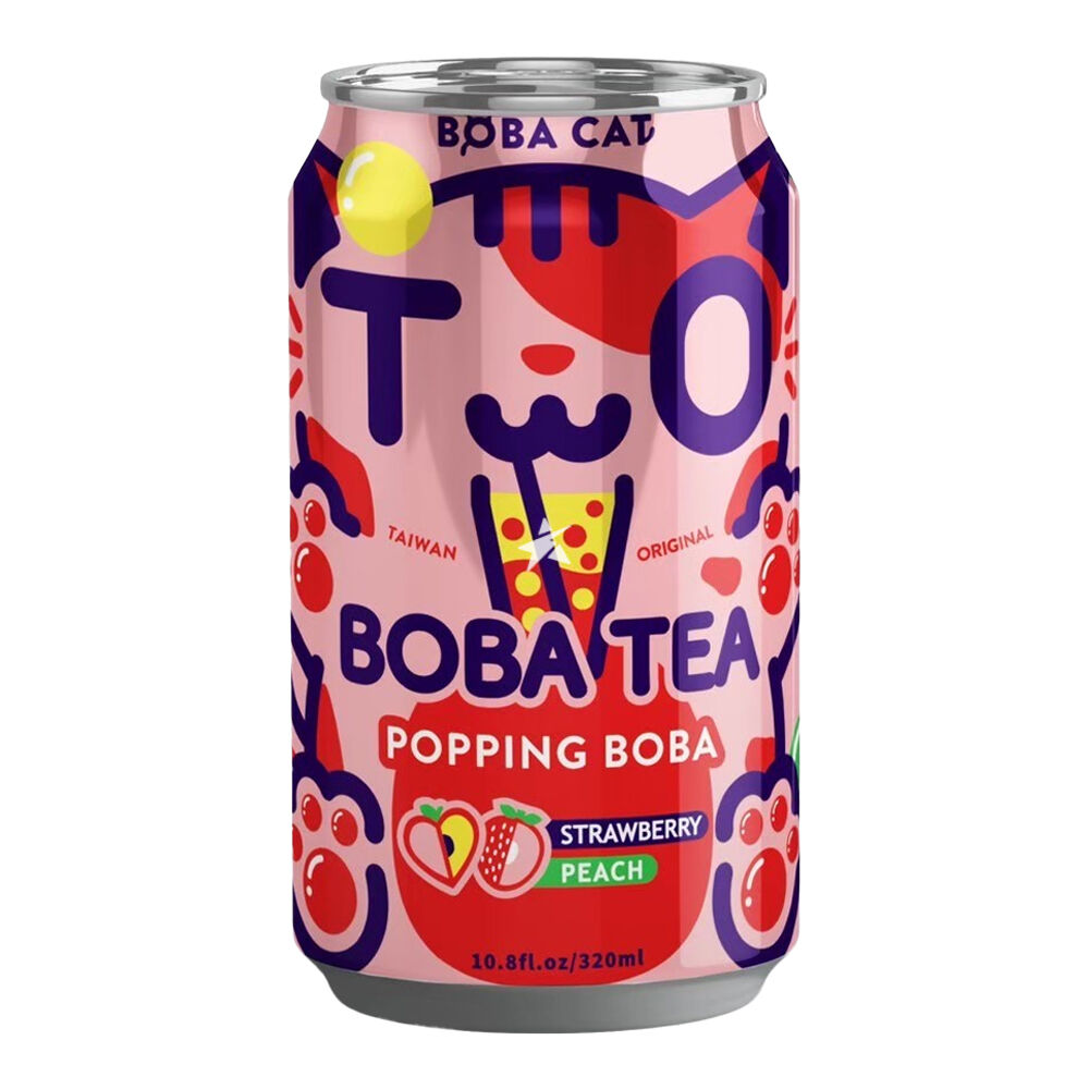 Drink BoBa Cat StrawBerry Peach Milk Tea 315ml