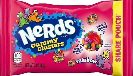 [79200049058] Candy Nerds Gummy Clusters Rainbow Share Pouch 85gr
