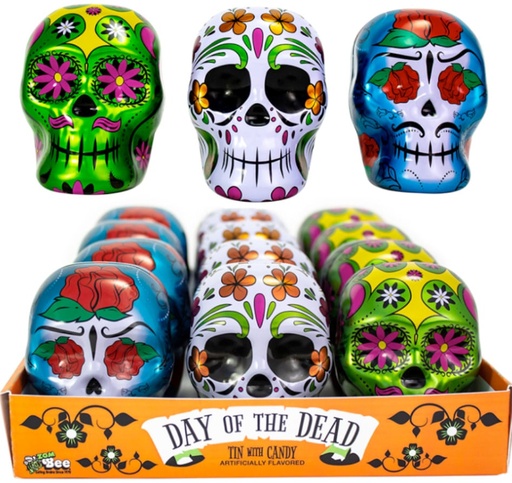[73563067216] Candy Bee Day of the Dead Tins with Smarties