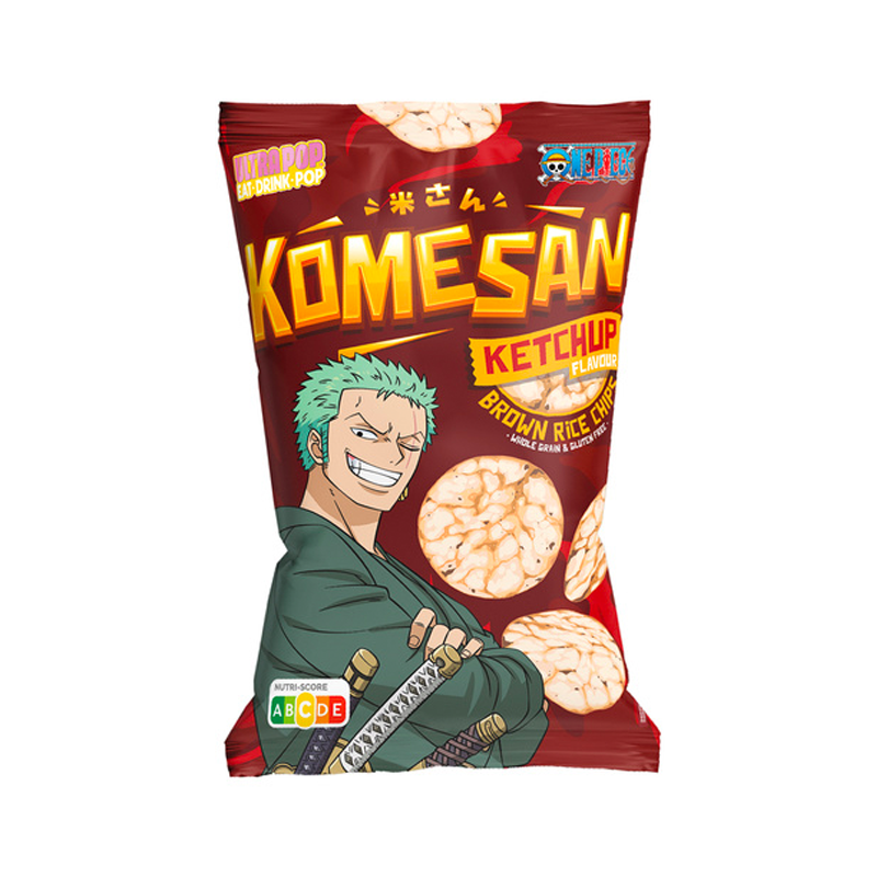 Chips Ultra Pop Komesan One Piece Zorro Brown Rice Chips Ketchup Flavour 60gr Gluten Free