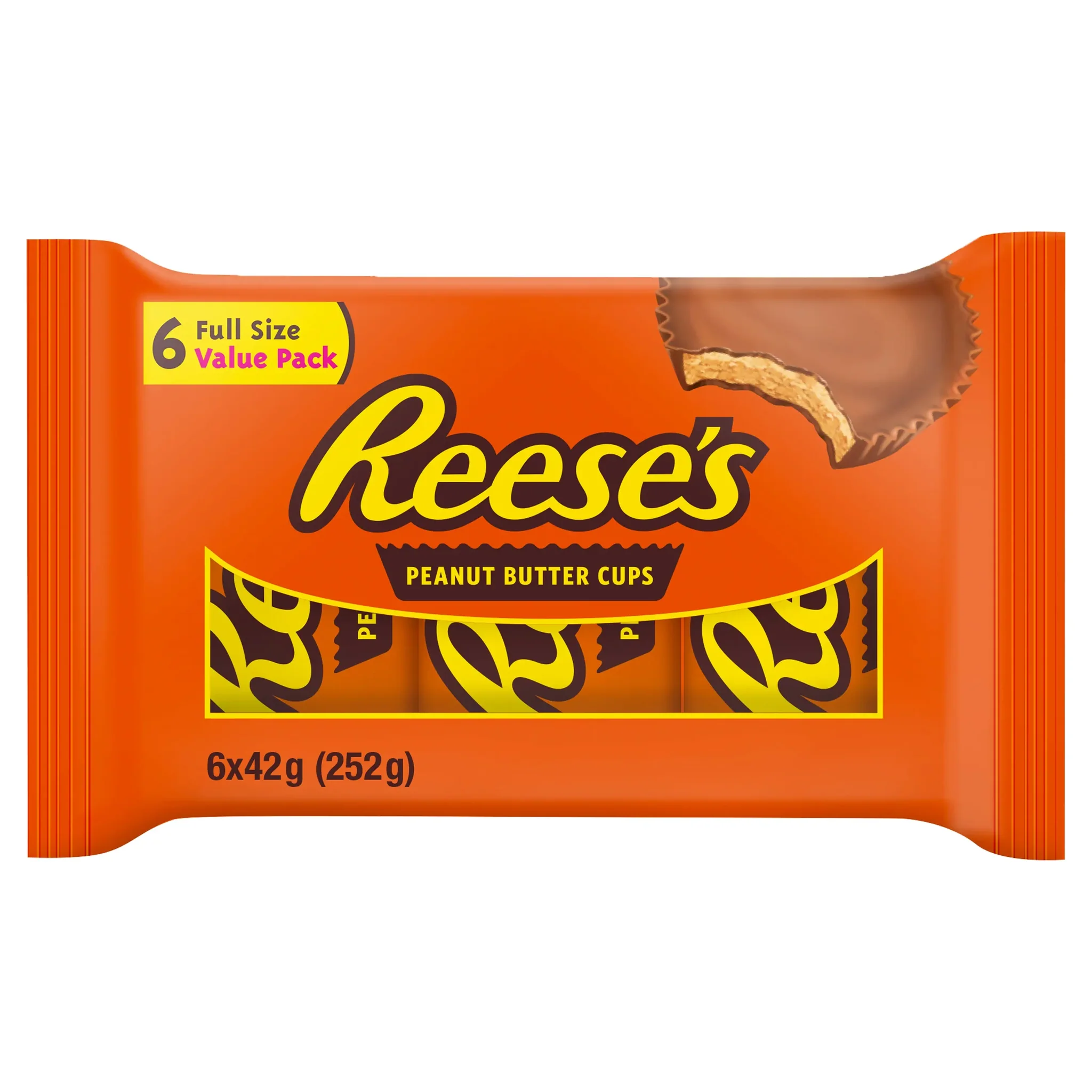 Chocolate Reese's Peanut Butter Cups 6pack Full Size 252gr
