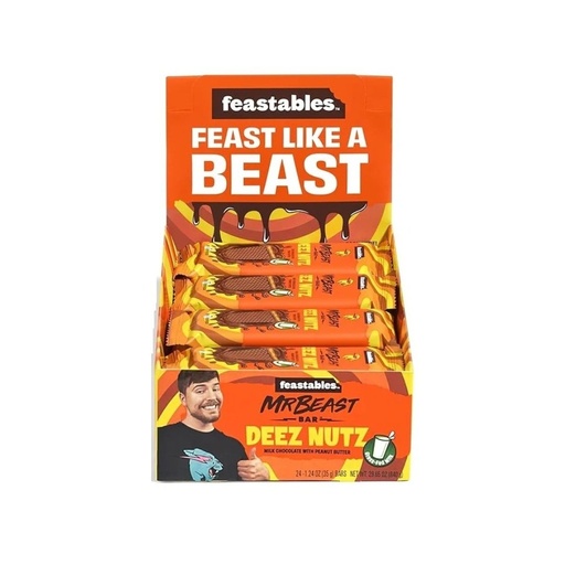 Chocolate Mr Beast Bar Feastables Deez Nutz, Milk Chocolate with Peanut Butter 35gr