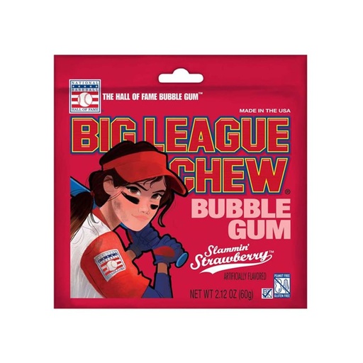 Big League Chew Bubblegum Slammin’ Strawberry 60gr