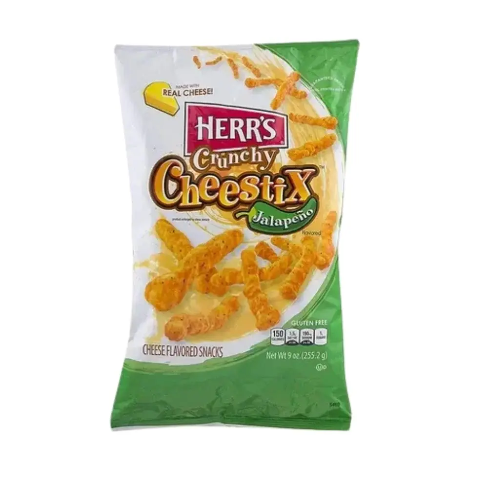 Herr's Crunchy Cheestix Jalapeño, Oven Baked with Real Cheese Family made in the USA 227gr