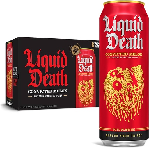 Liquid Death Sparkling Water, Convicted Melon, Murder Your Thirst