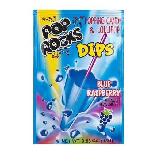 Candy Pop Rocks Dips Candy with LollyPop Blue RaspBerry 18gr